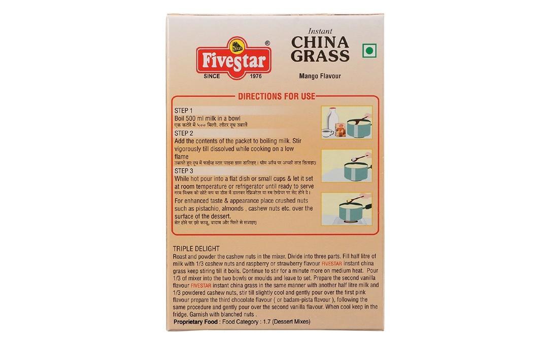 Five Star Instant China Grass, Mango Flavour   Box  100 grams